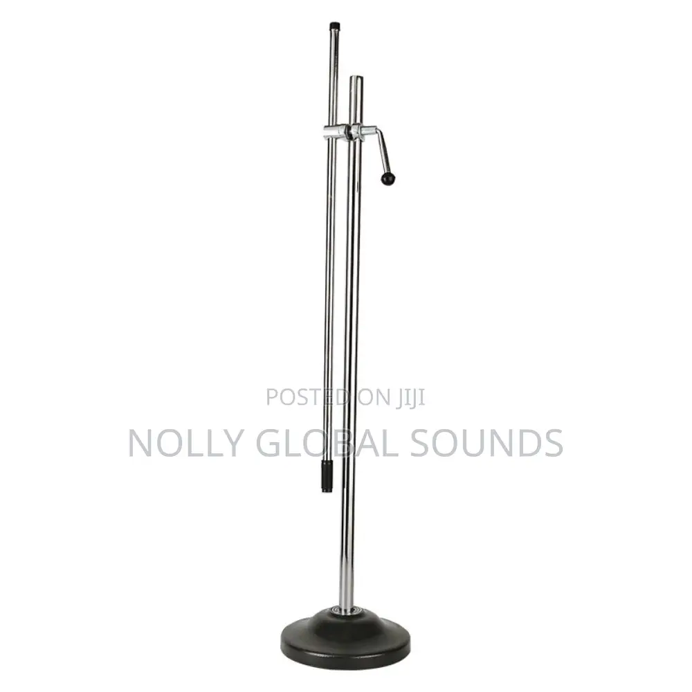 Silver Round Base Microphone Boom Arm Adjustable Floor Stand
