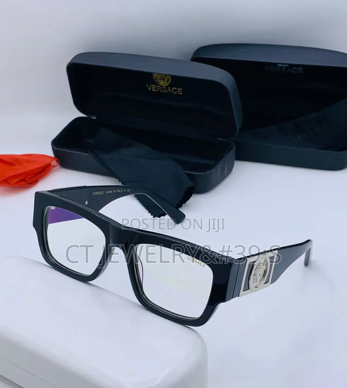 Original Versace Luxury Square Frame Sunglasses Bold Gold Detail