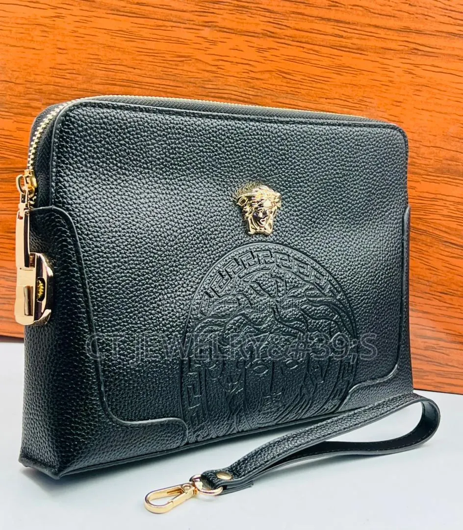 High Fashion Versace Men's Armpit Purse Occasional Purse Leather Boxed