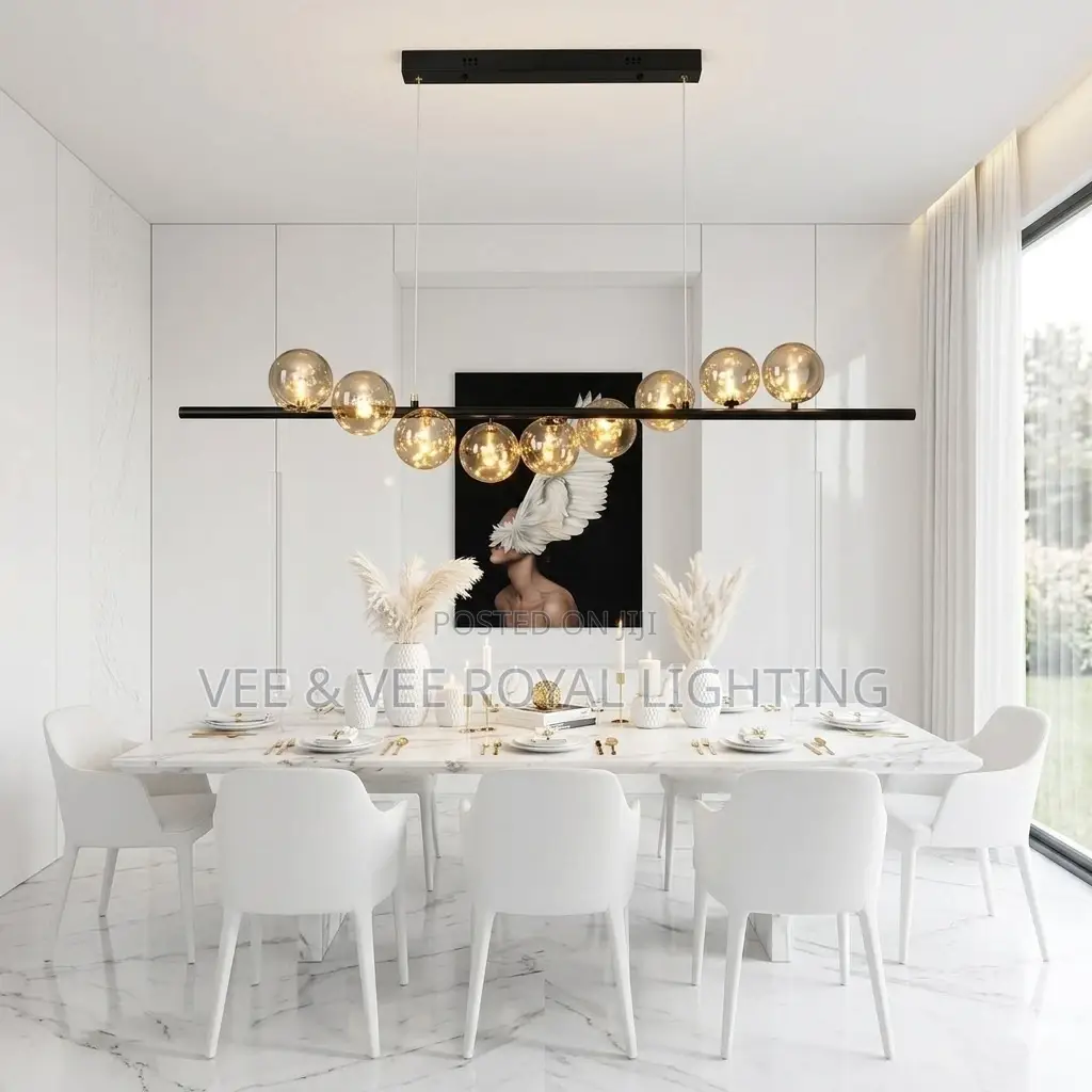 Luxury 9-Light Glass Chandelier - For Dining, Kitchen, Restaurants