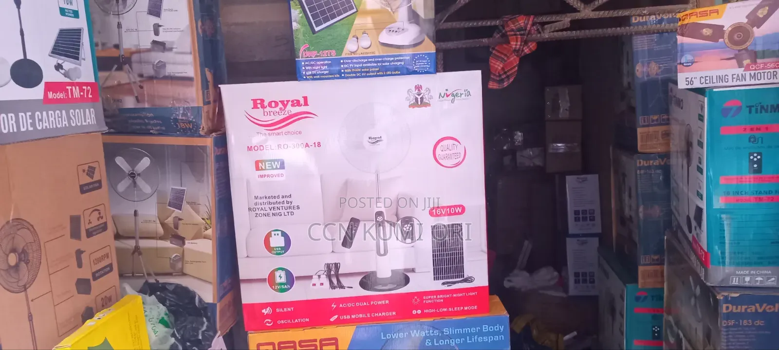 Royal 16-Inch Rechargeable Fan With Panel and Bolbs.