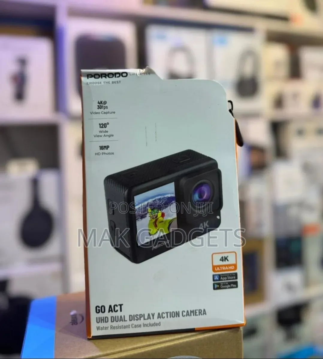 Porodo Go Act Uhd() Dual Display Action Camera