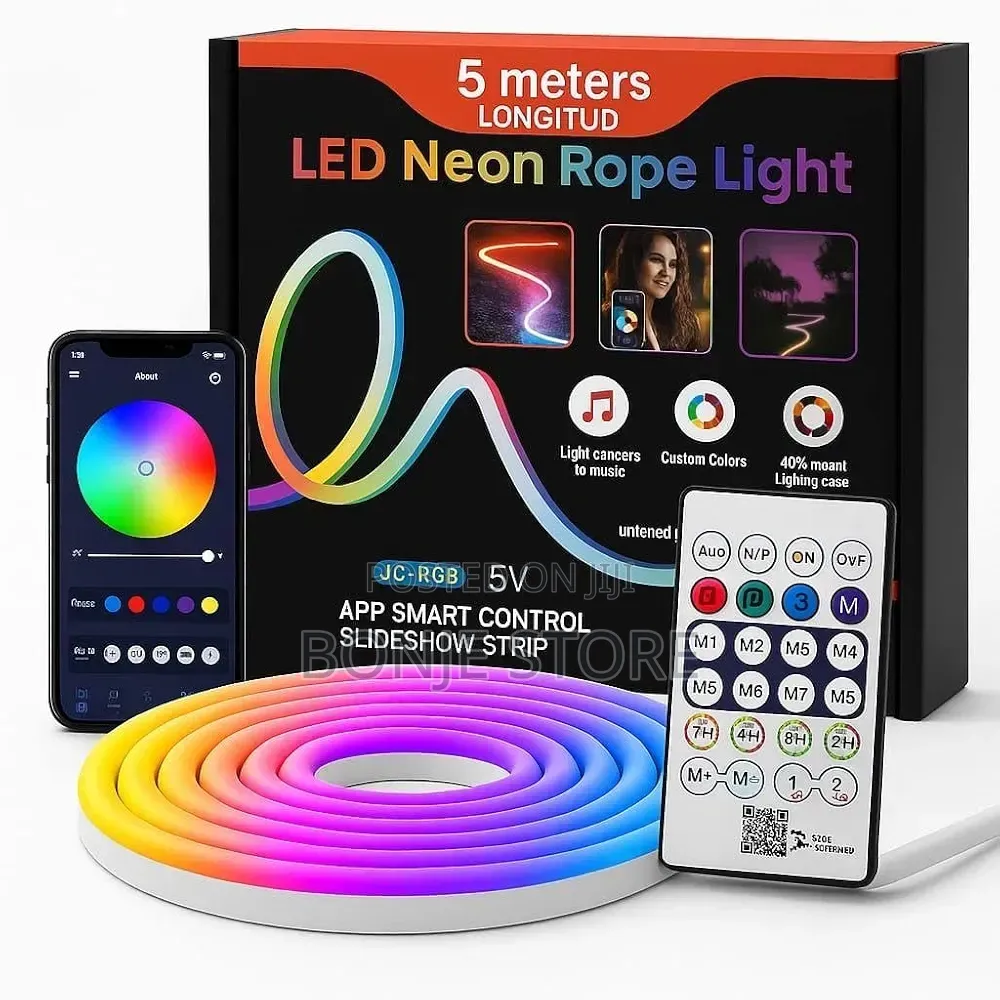 5m RGB-Ic Neon Led Strip Light – 60+ Dynamic Lighting Effects