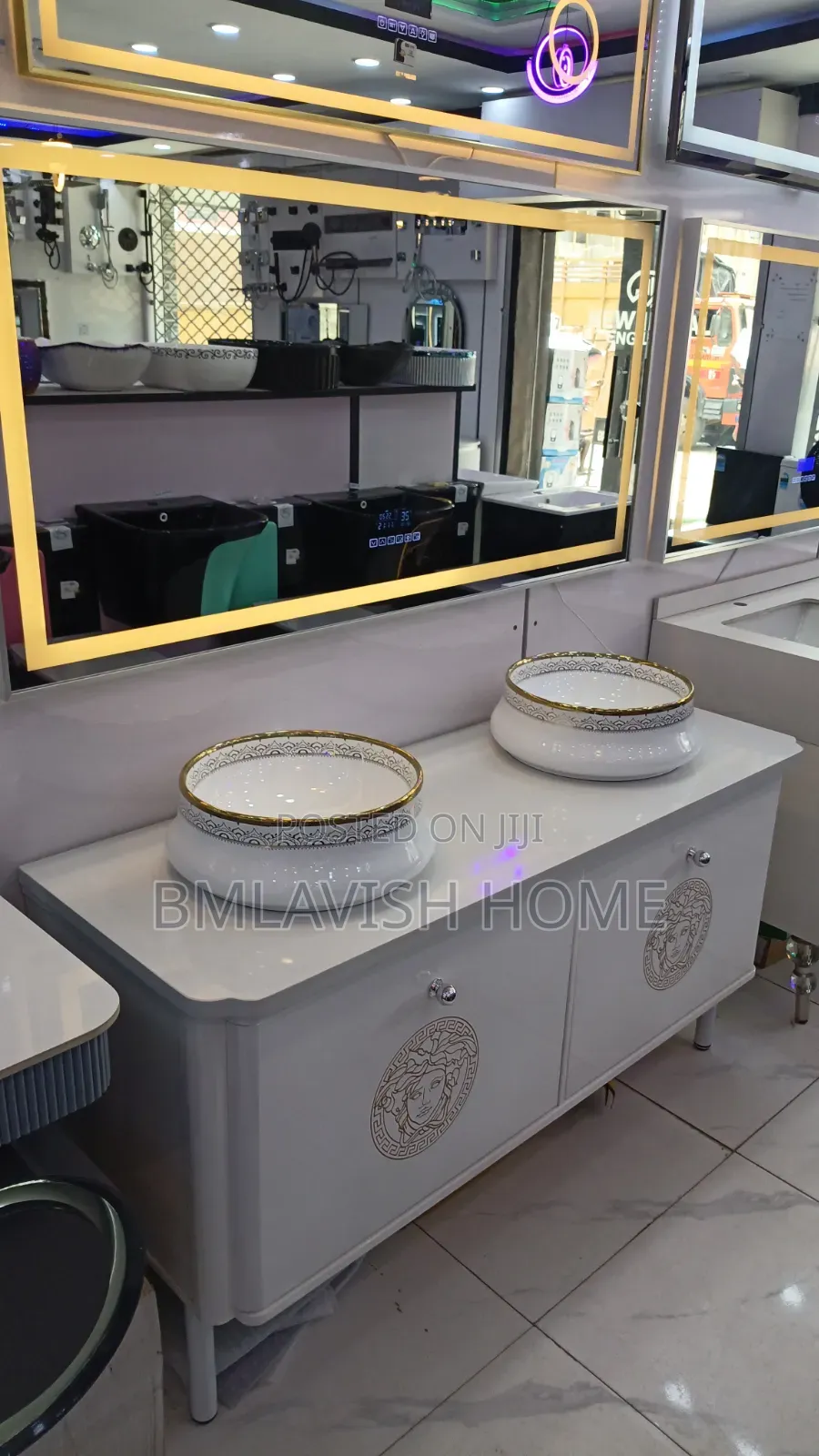 Vintage Vanity Double Bowl Cabinet Basin
