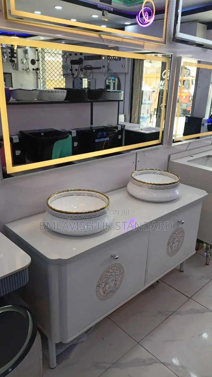 Vintage Vanity Double Bowl Cabinet Basin