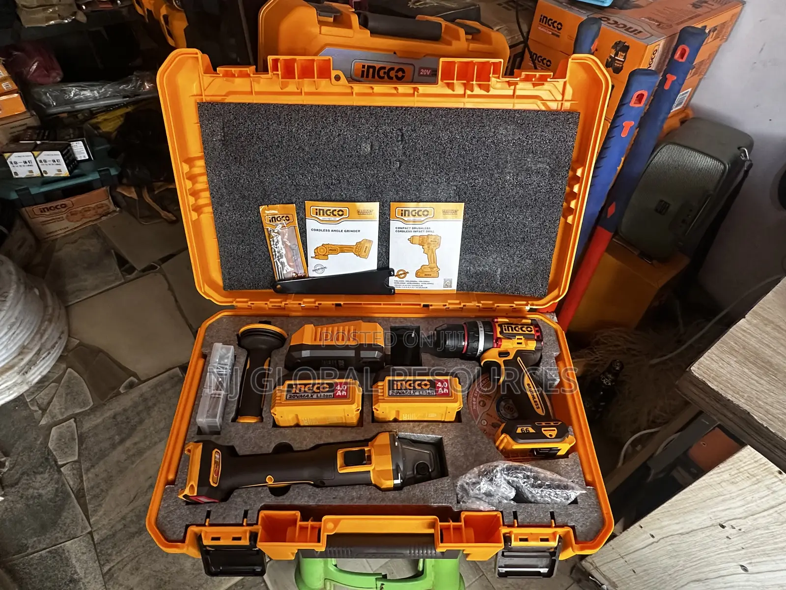 2 in 1 Ingco Combo Kit ( Cordless Angle Grinder and Impact Drill 66nm)