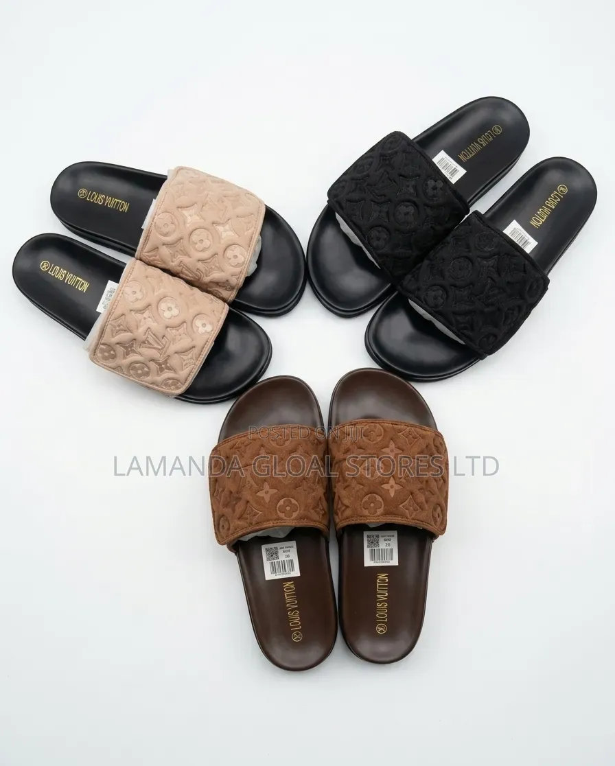Designer Monogram Embossed Comfort Slides