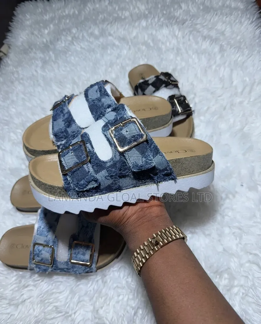 ​Clove Fringed Denim Platform Sandals