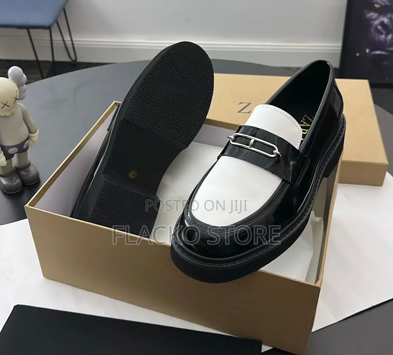 Original Zara Patent Leather Chunky Loafers Shoes