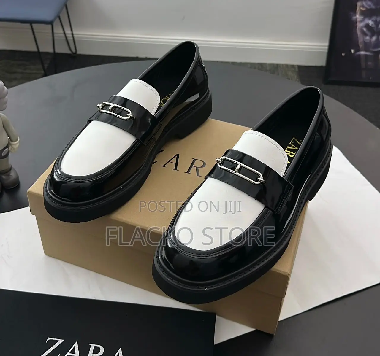 Original Zara Patent Leather Chunky Loafers Shoes
