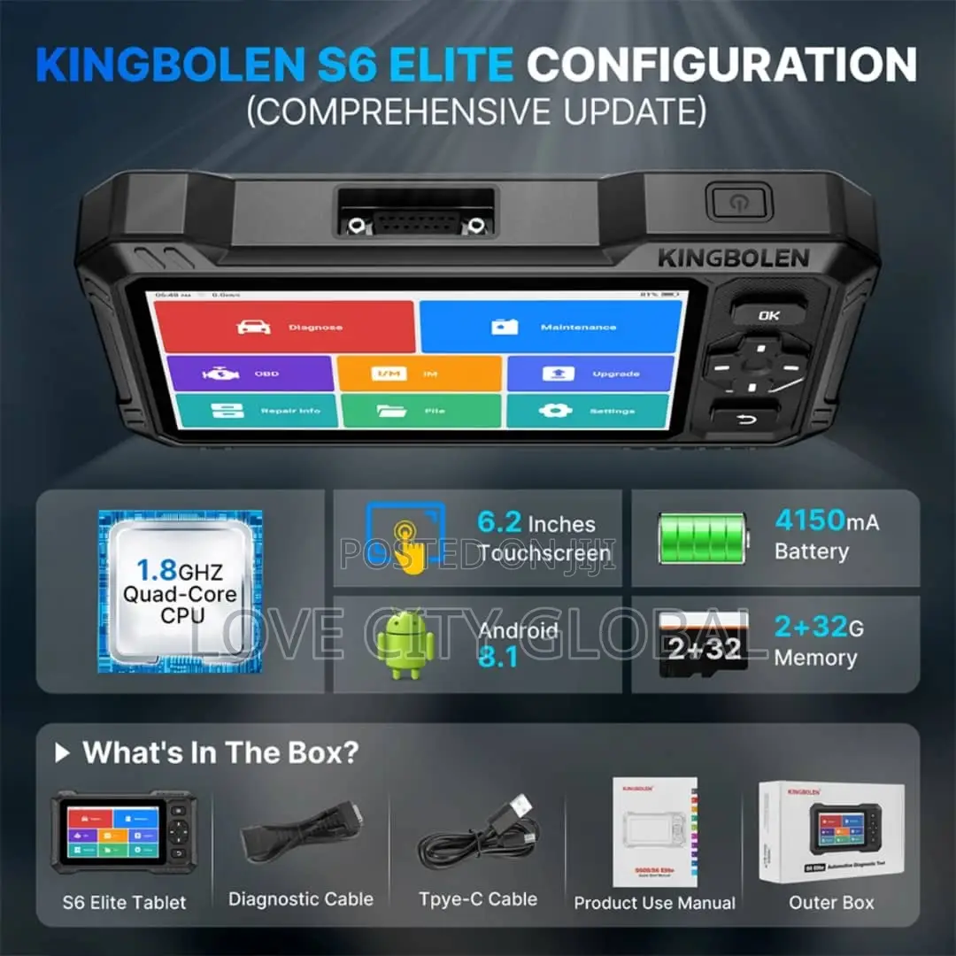S6 Elite Obd2 Kingbolen Car Scanner 4 System Bi-Directional 15+ Reset