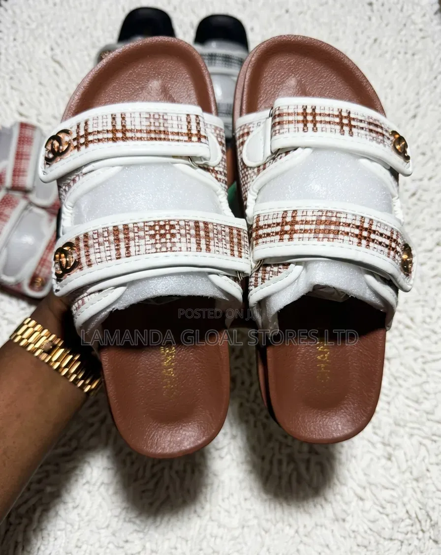 Premium Plaid Double Strap Comfort Sandals