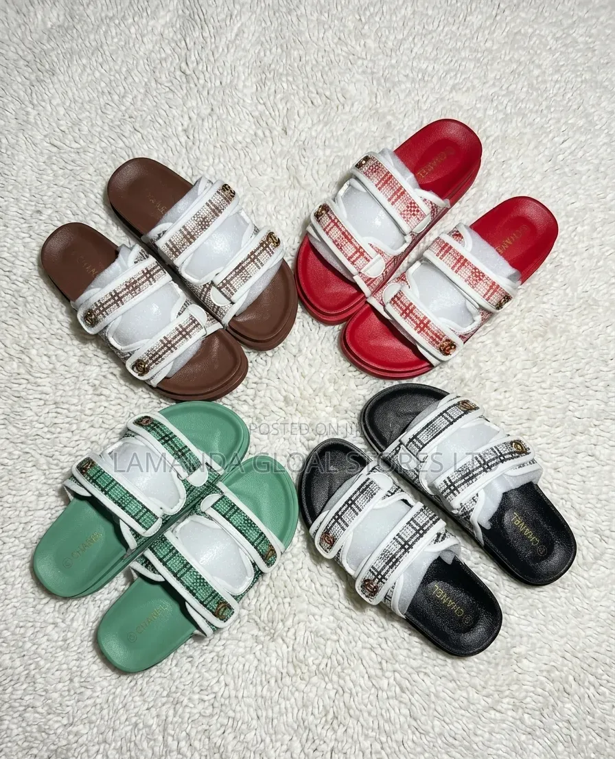 Premium Plaid Double Strap Comfort Sandals