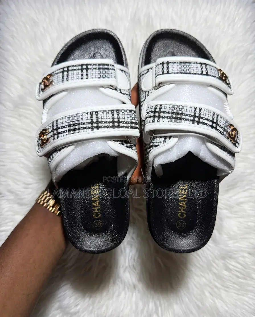 Premium Plaid Double Strap Comfort Sandals