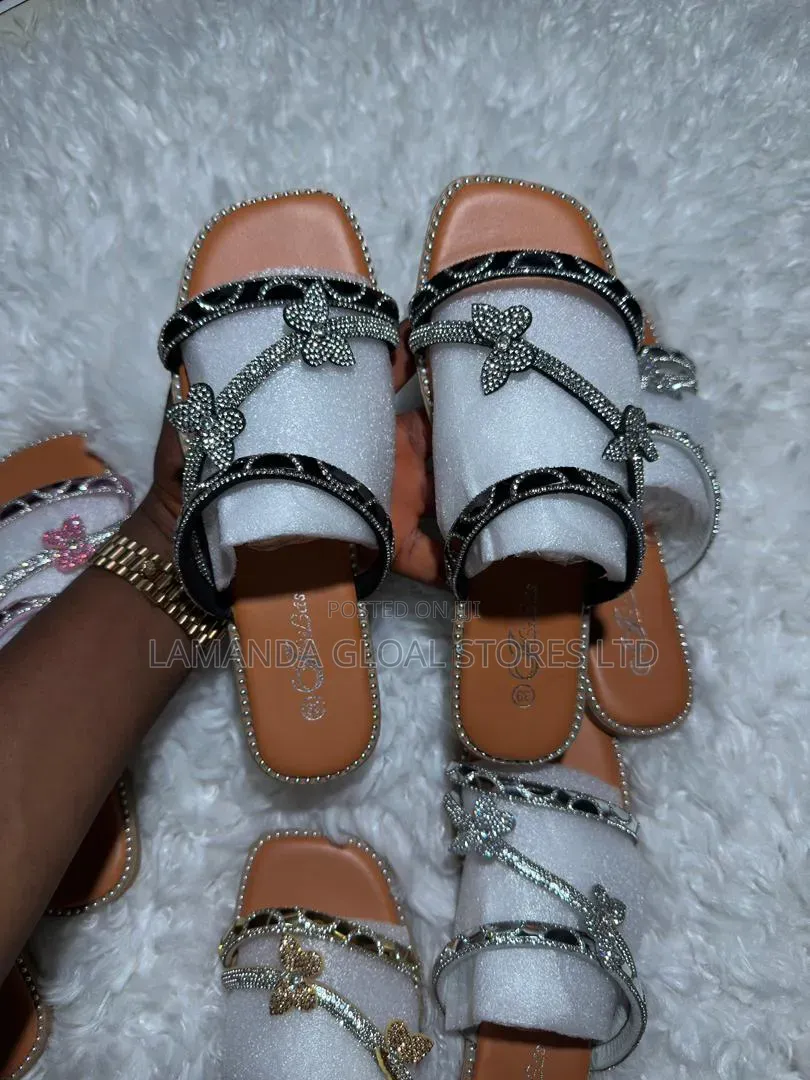Elegant Butterfly Embellished Rhinestone Flat Sandals