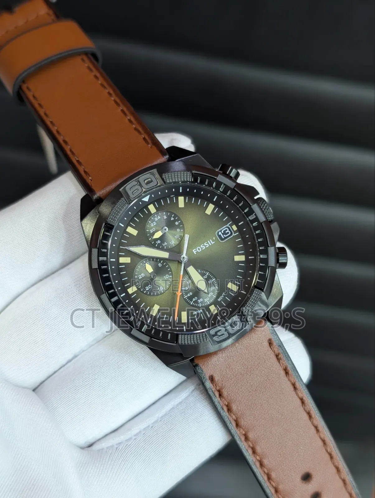 Fossil Chronograph Brown Leather Strap, Men's Luxury Wristwatch