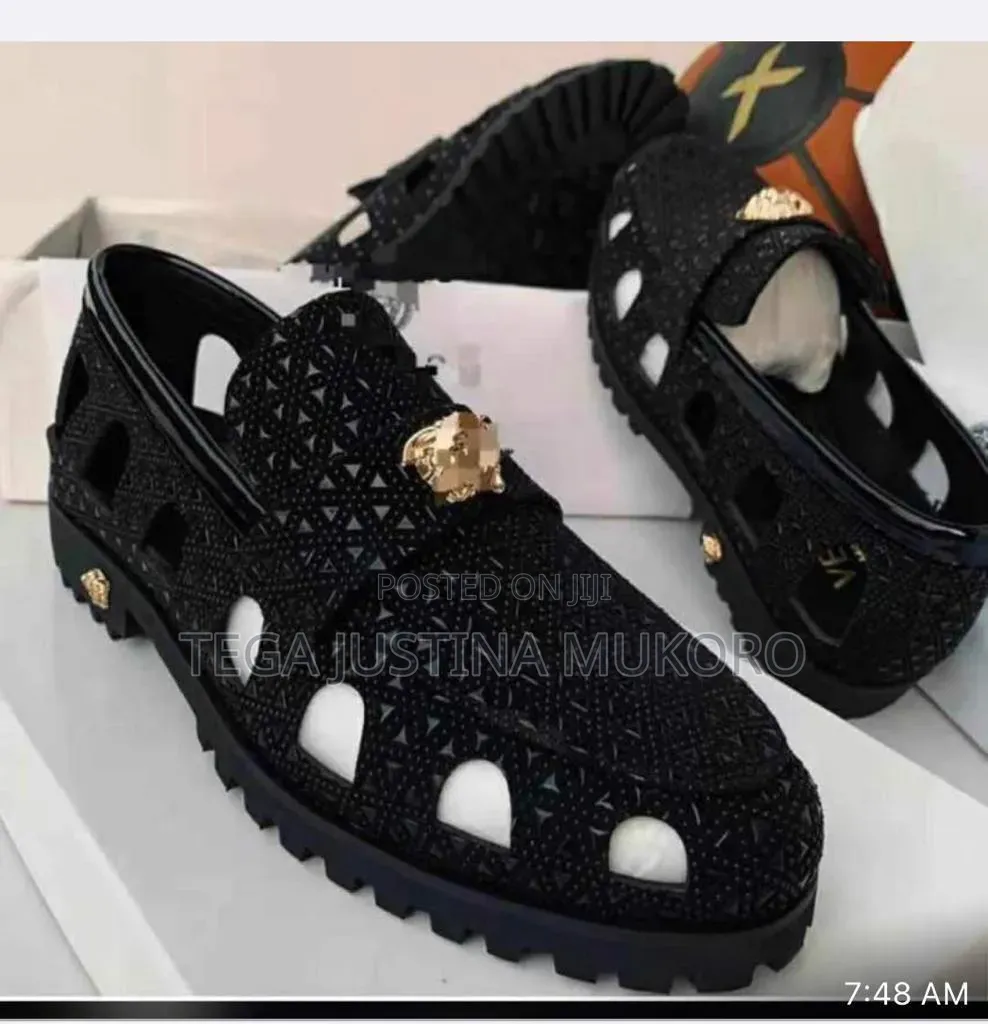 Luxury Versace Men's Studded Black Sandals