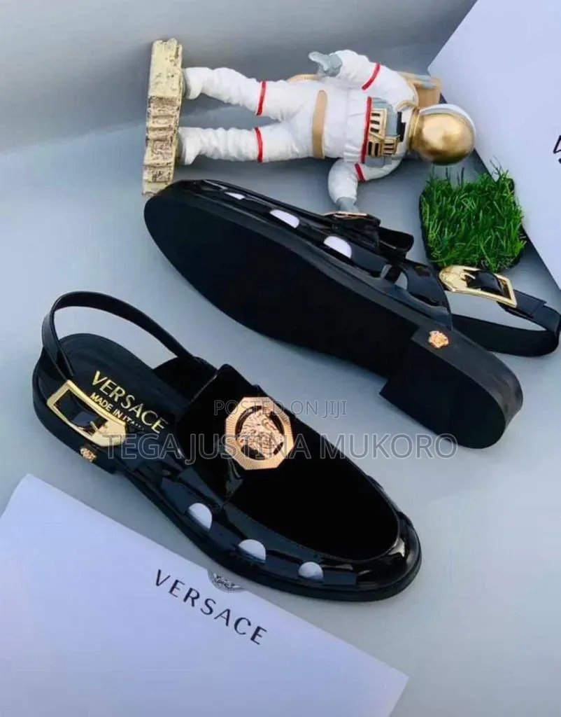 Luxury Versace Men's Studded Black Sandals