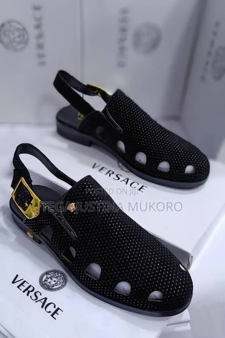 Luxury Versace Men's Studded Black Sandals
