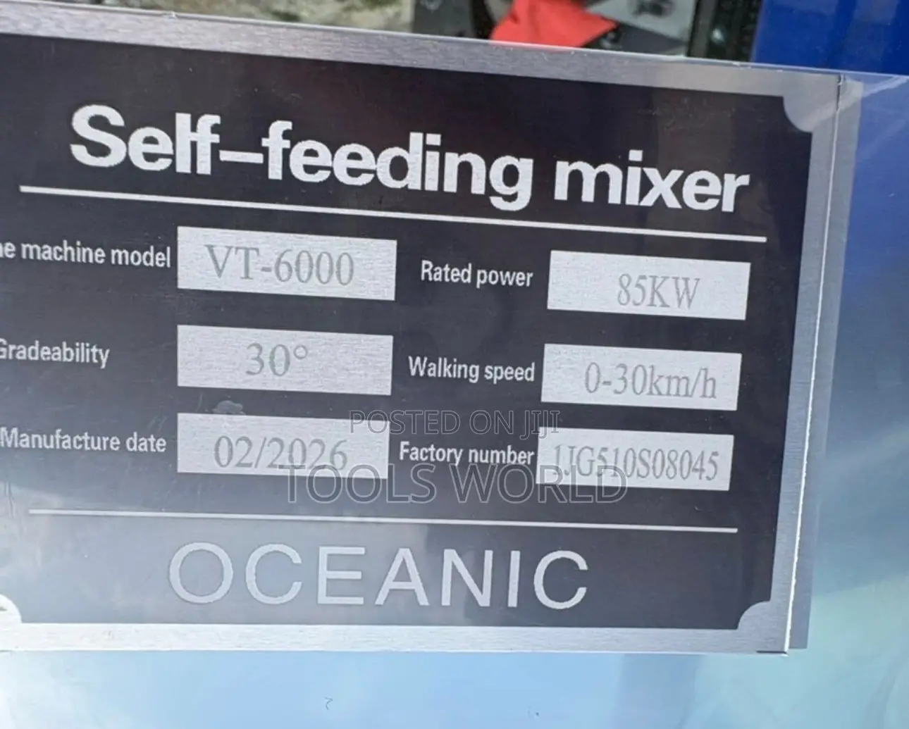 Oceanic Vt-6000 Self-Feeding Mobile Concrete Mixer 6 Cubic