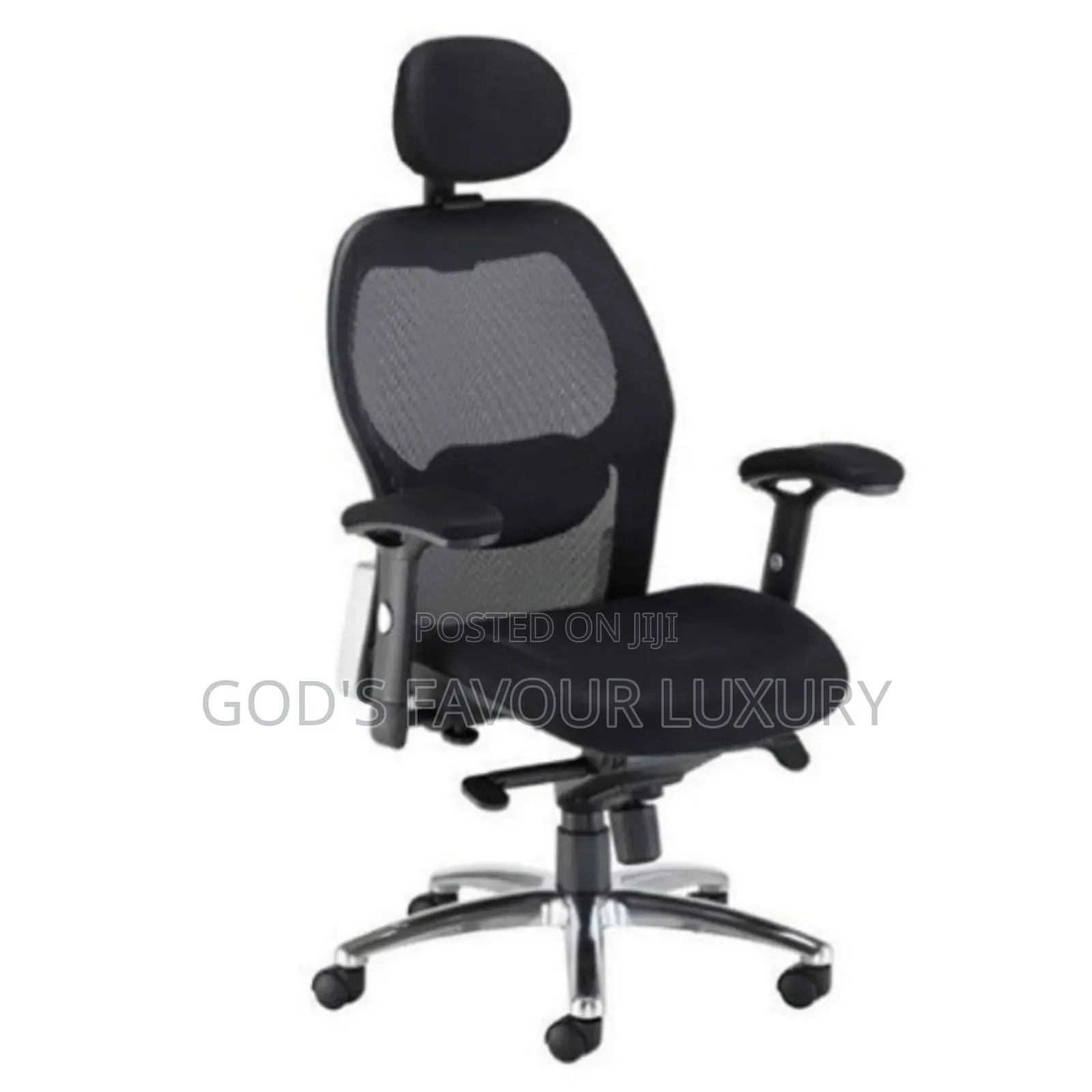 Mesh Leather Swivel Office Chair- Black