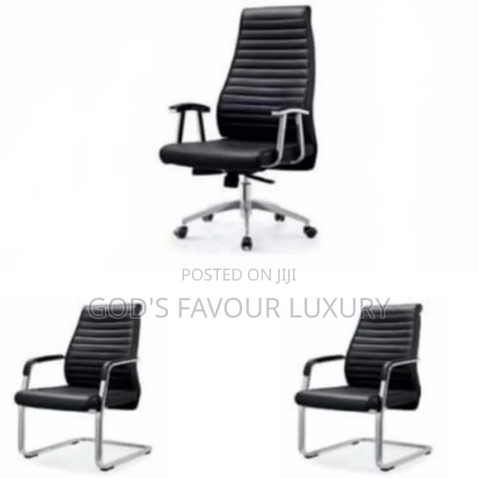 1 Executive Office Chair 2 Visitor's Chair - Black
