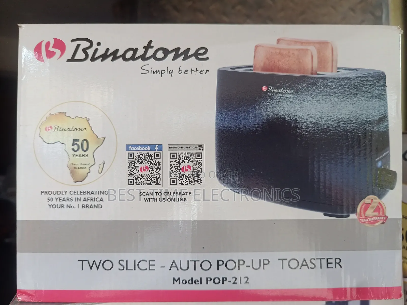Binatone 2 Slice Auto Pop Up Toaster