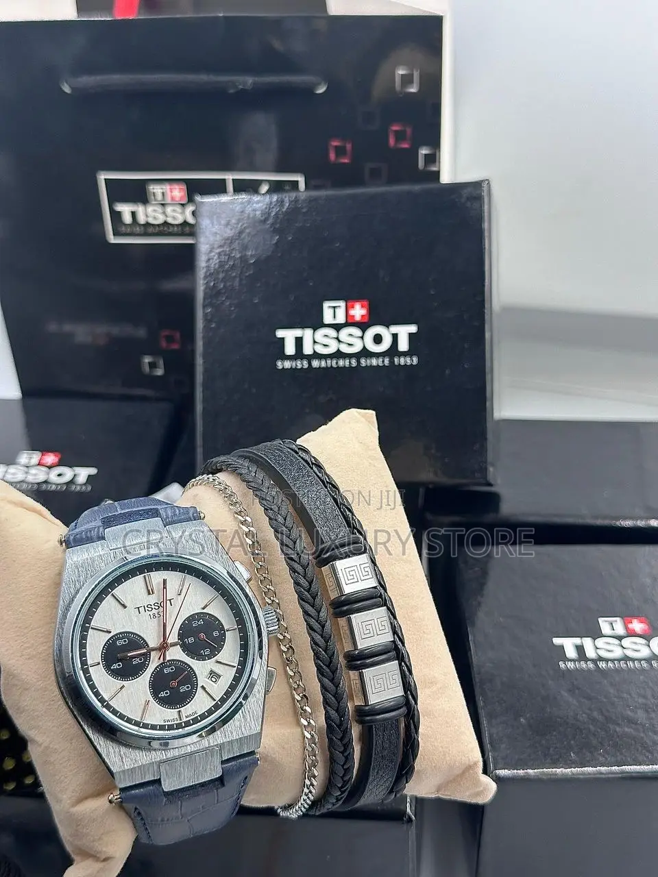 Tissot Quality Men Genuine Leather Wristwatch