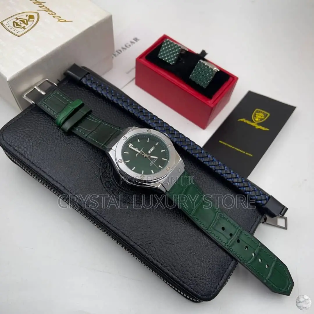 Poedagar Quality Men Genuine Leather Wristwatch/Bangl