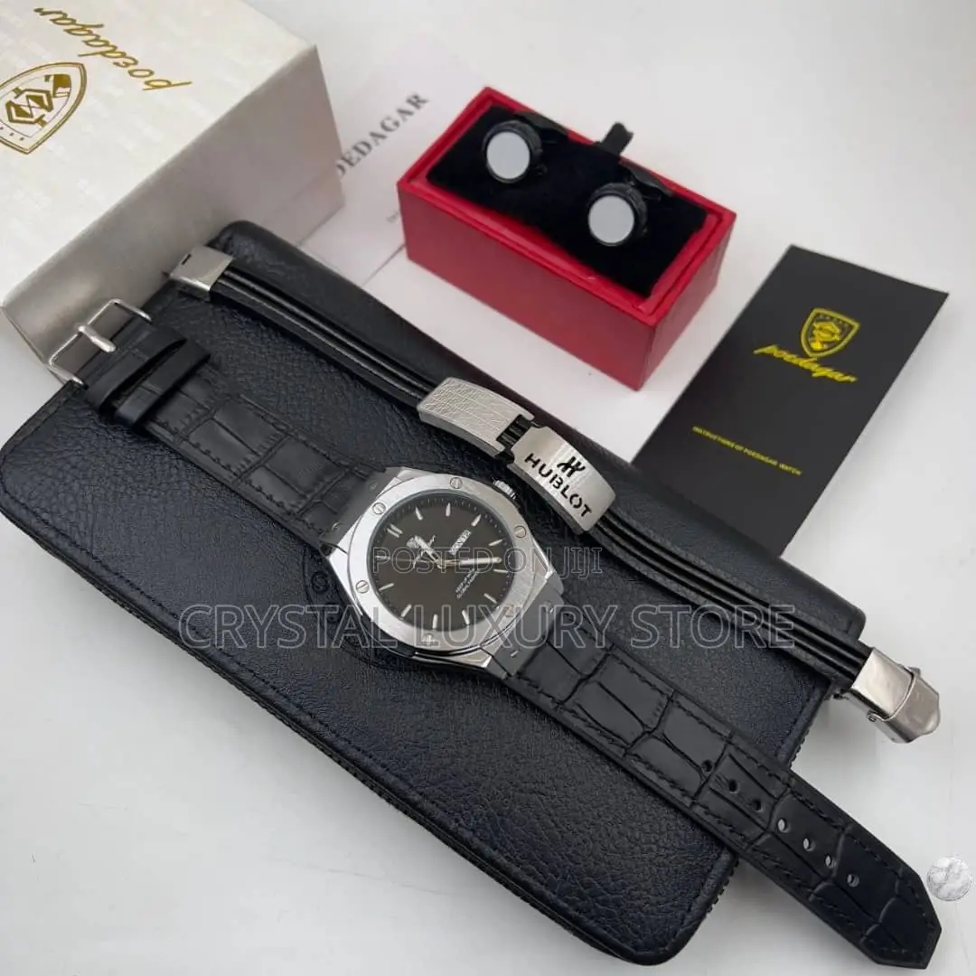 Poedagar Quality Men Genuine Leather Wristwatch/Bangl