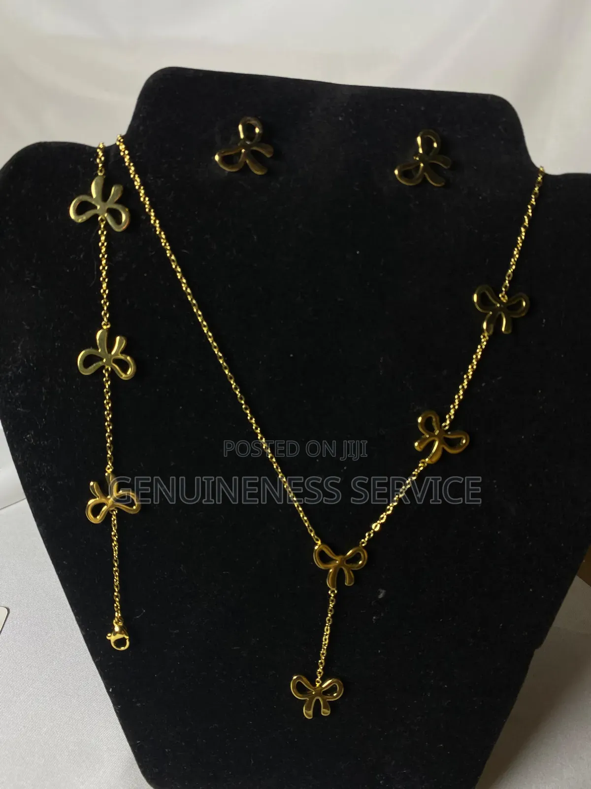 Gold Plated Stainless Steel Jewelry Set. Necklace, Bracelet