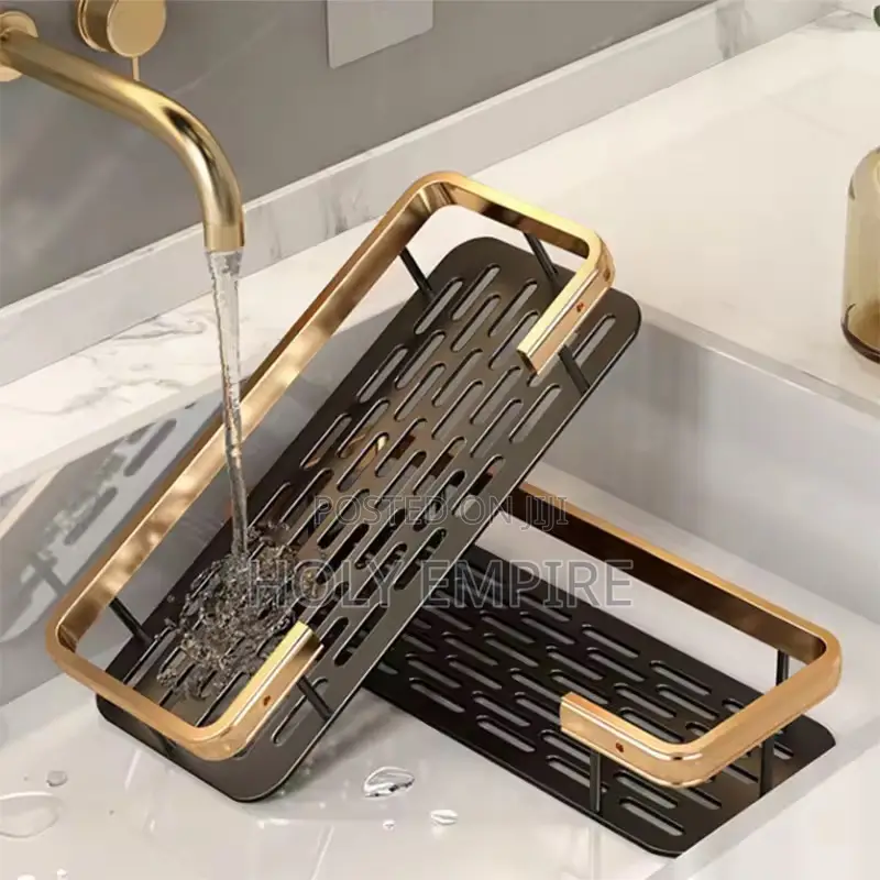 1 PCS Punch Corner Rack Shower Gold Black Triangle Basket/Hanger Shelf