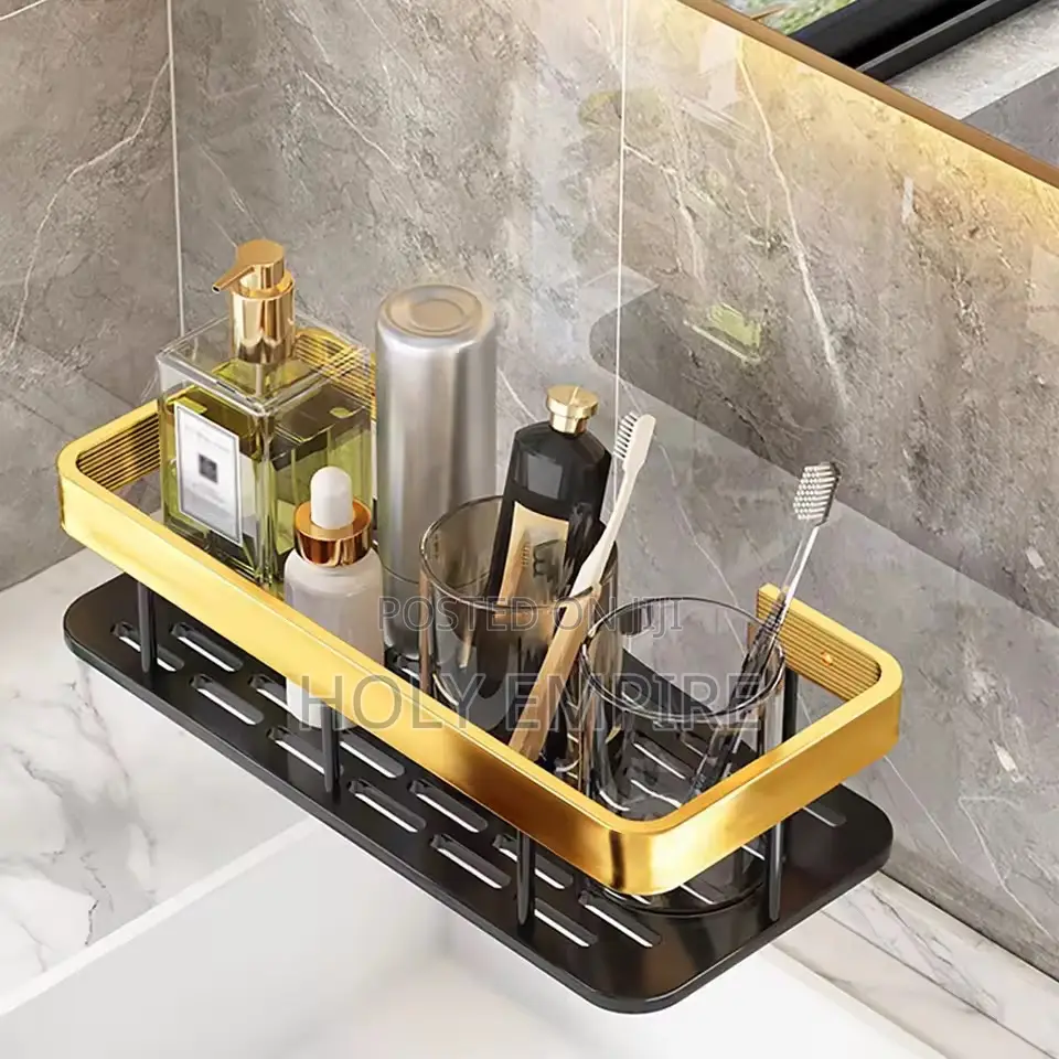 1 PCS Punch Corner Rack Shower Gold Black Triangle Basket/Hanger Shelf