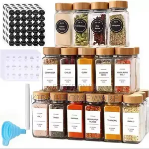 12pcs Glass Spice Bottle With Label Stickers