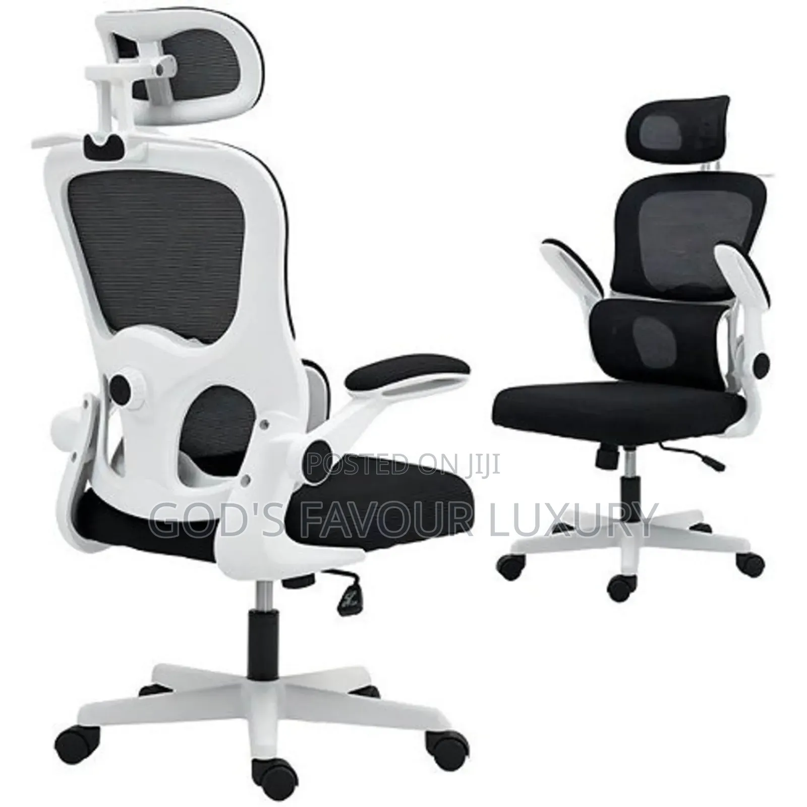 Ergonomic Swivel Office Chair - White Black