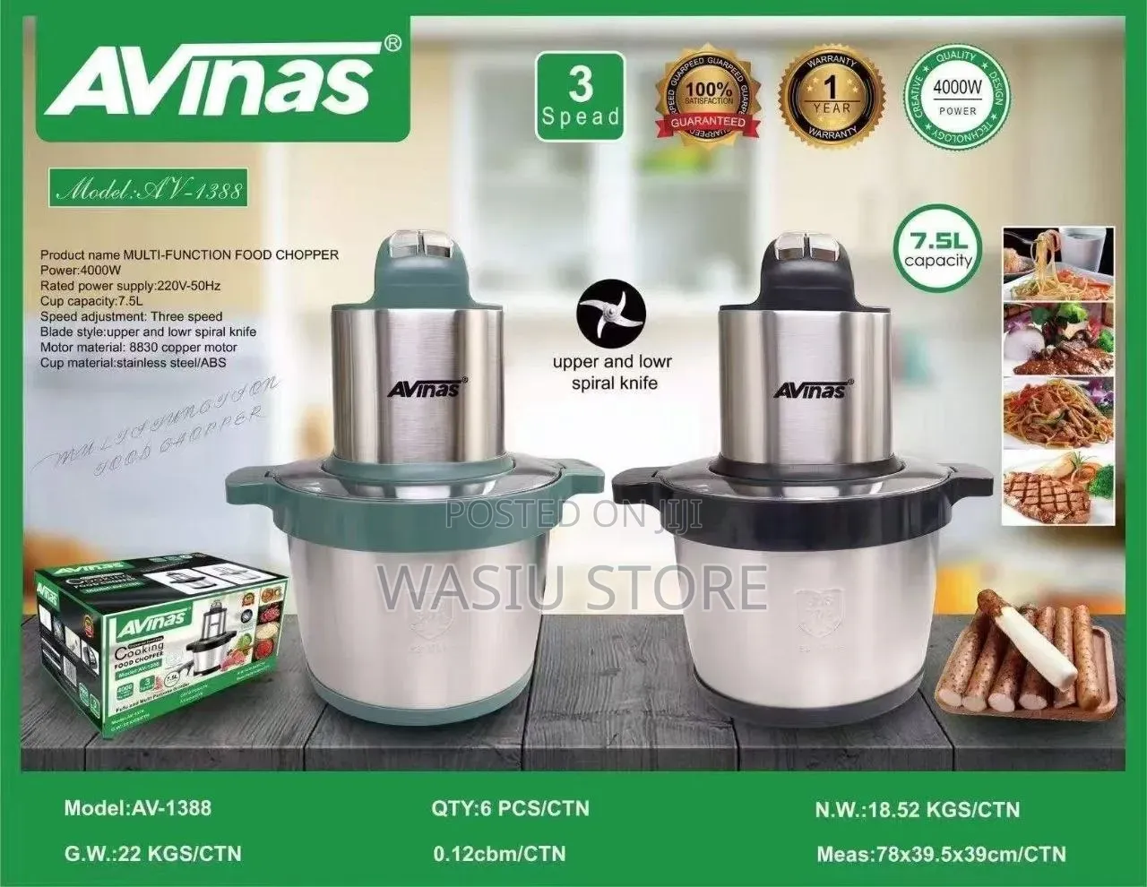 Avinas 7.5l Yam Pounder and Food Processor