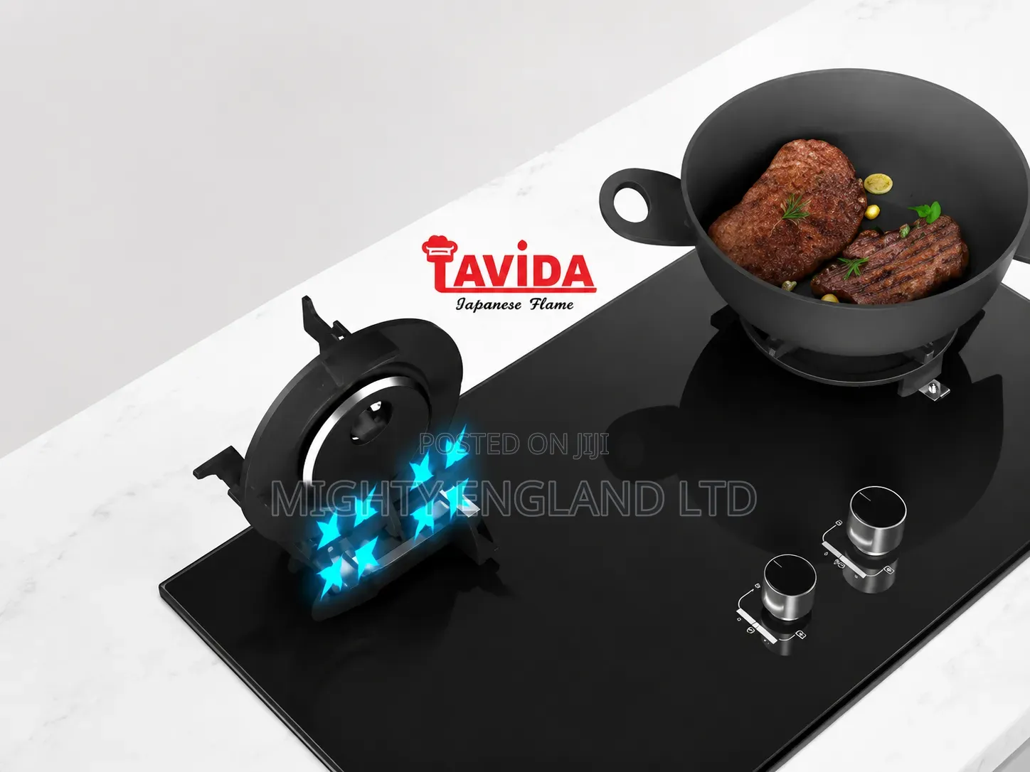 Black Tempered Glass 2-Burner Built-in Gas Stove
