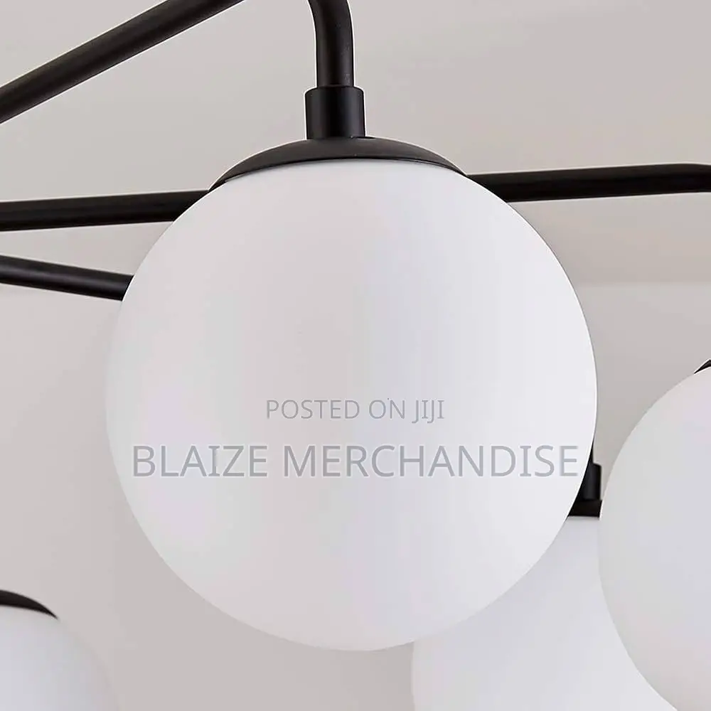 Warm Pastoral Glass Ball Atmosphere Chandelier-Black
