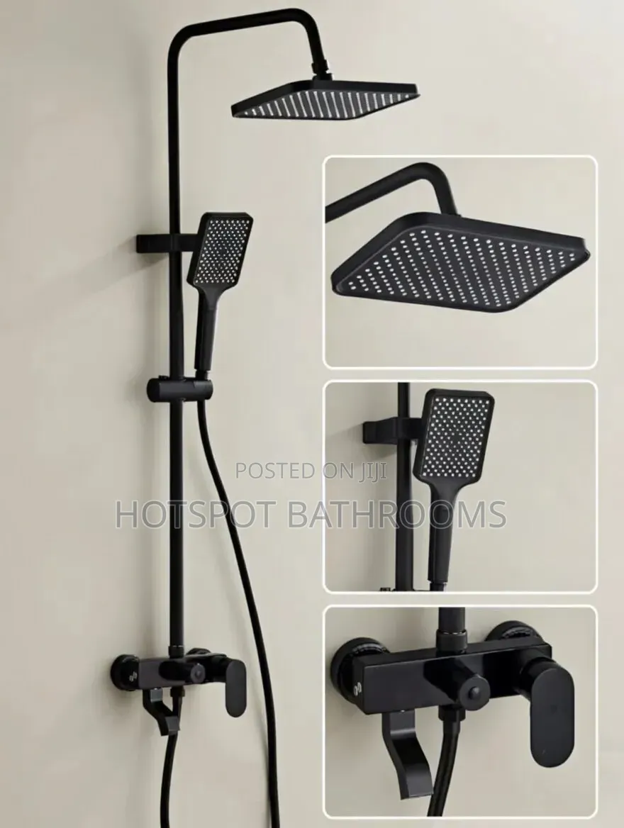 Black Rainfall Shower With Hand Shower