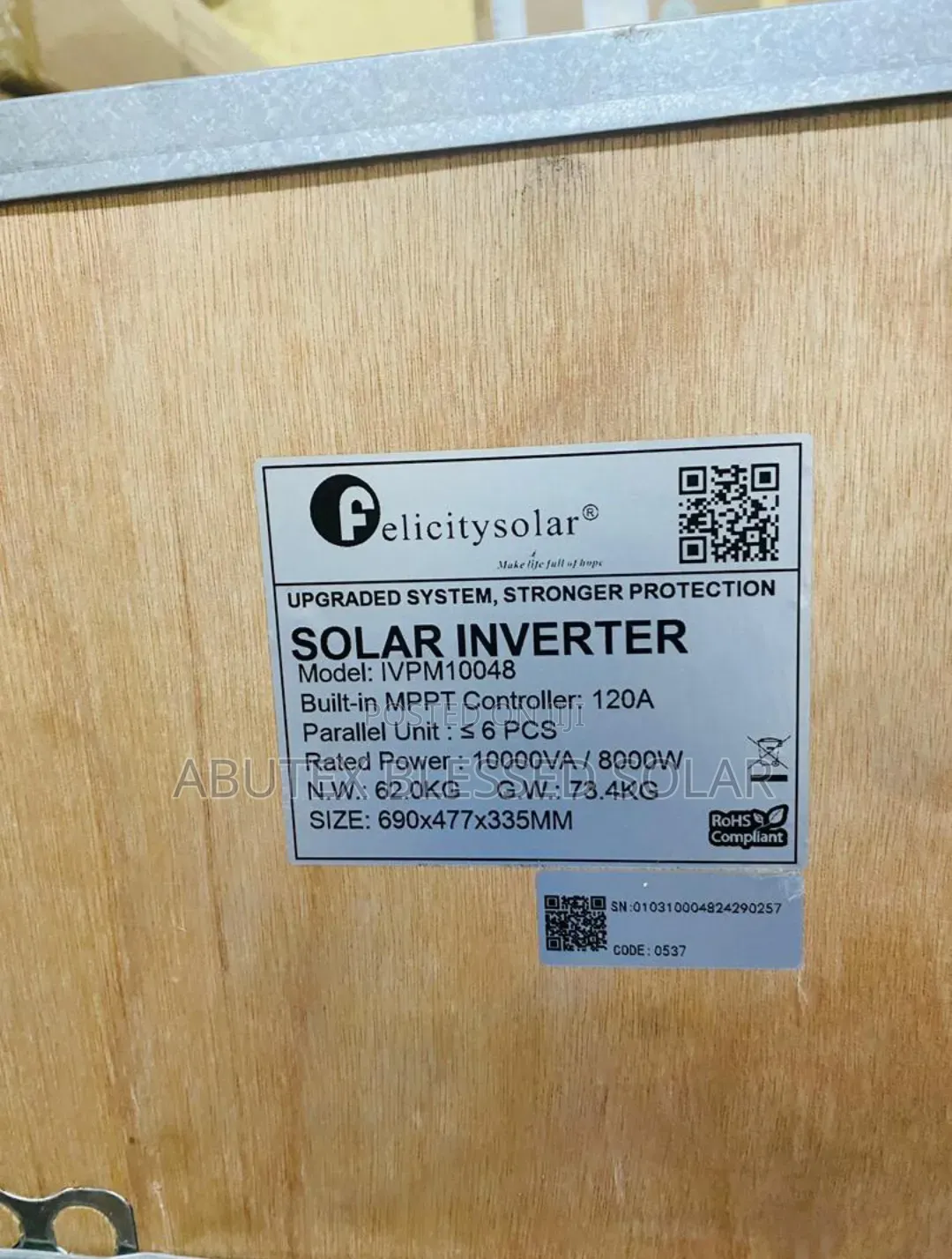 10kva Hybrid Solar Inverter With Charger Controller 120ah Inside