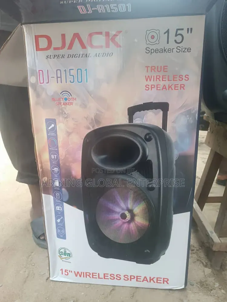 Djack Dj-A1501 15-Inch Portable Wireless Speaker With Microphones.
