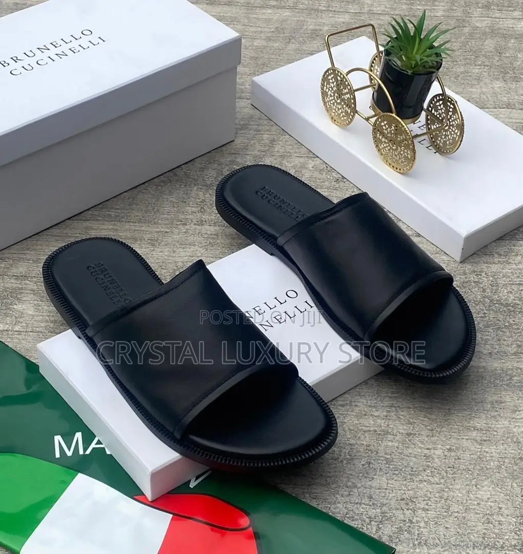 Brunello Cucinelle Quality Luxury Men Genuine Leather Pams
