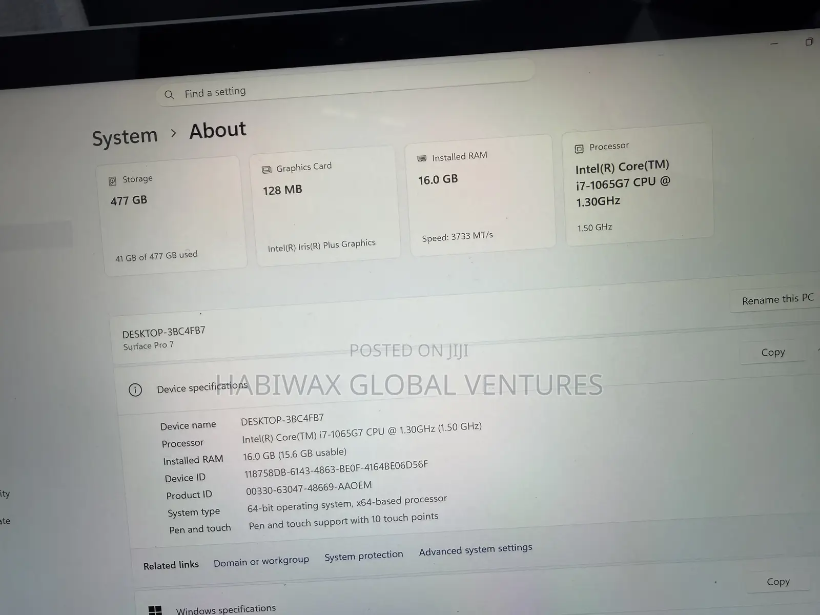 Laptop Microsoft Surface Pro 7 16GB Intel Core i7 SSD 512GB
