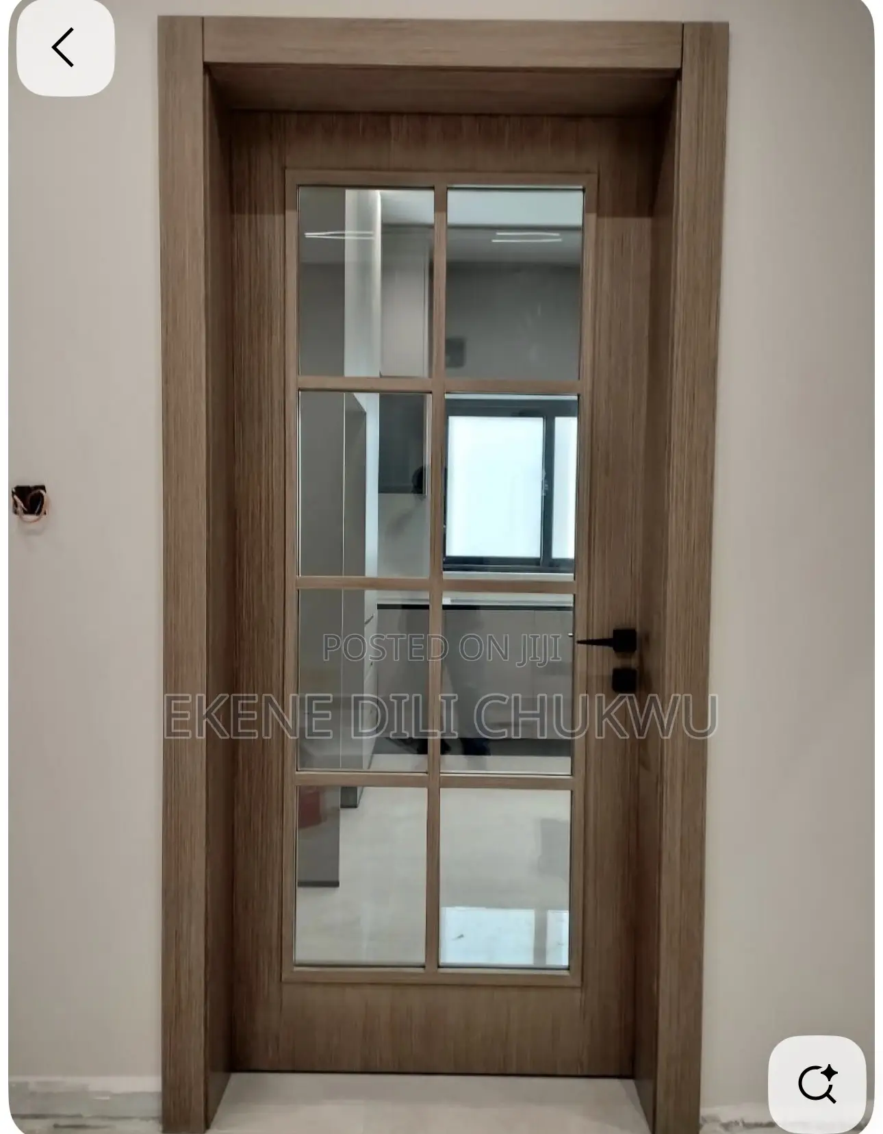 Modern Panel Wooden Door With Glass Design for Anti Room