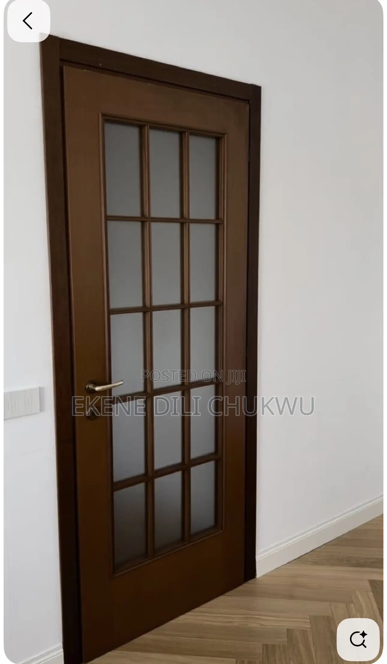 Modern Panel Wooden Door With Glass Design for Anti Room