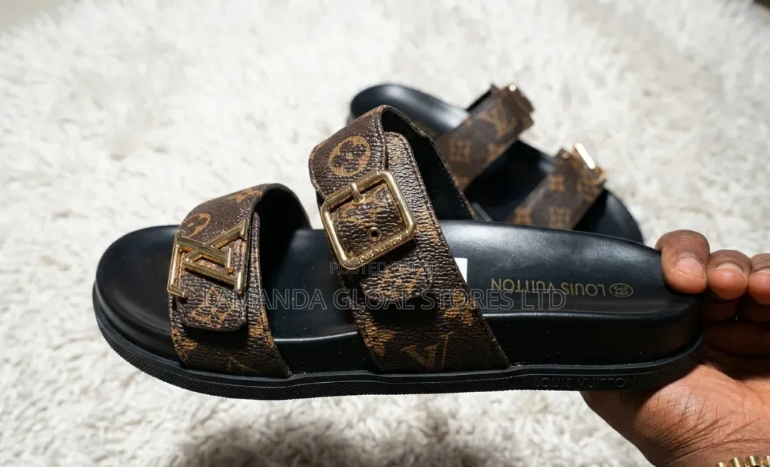 Designer Monogram Double Strap Buckle Slides - Premium Comfort Edition