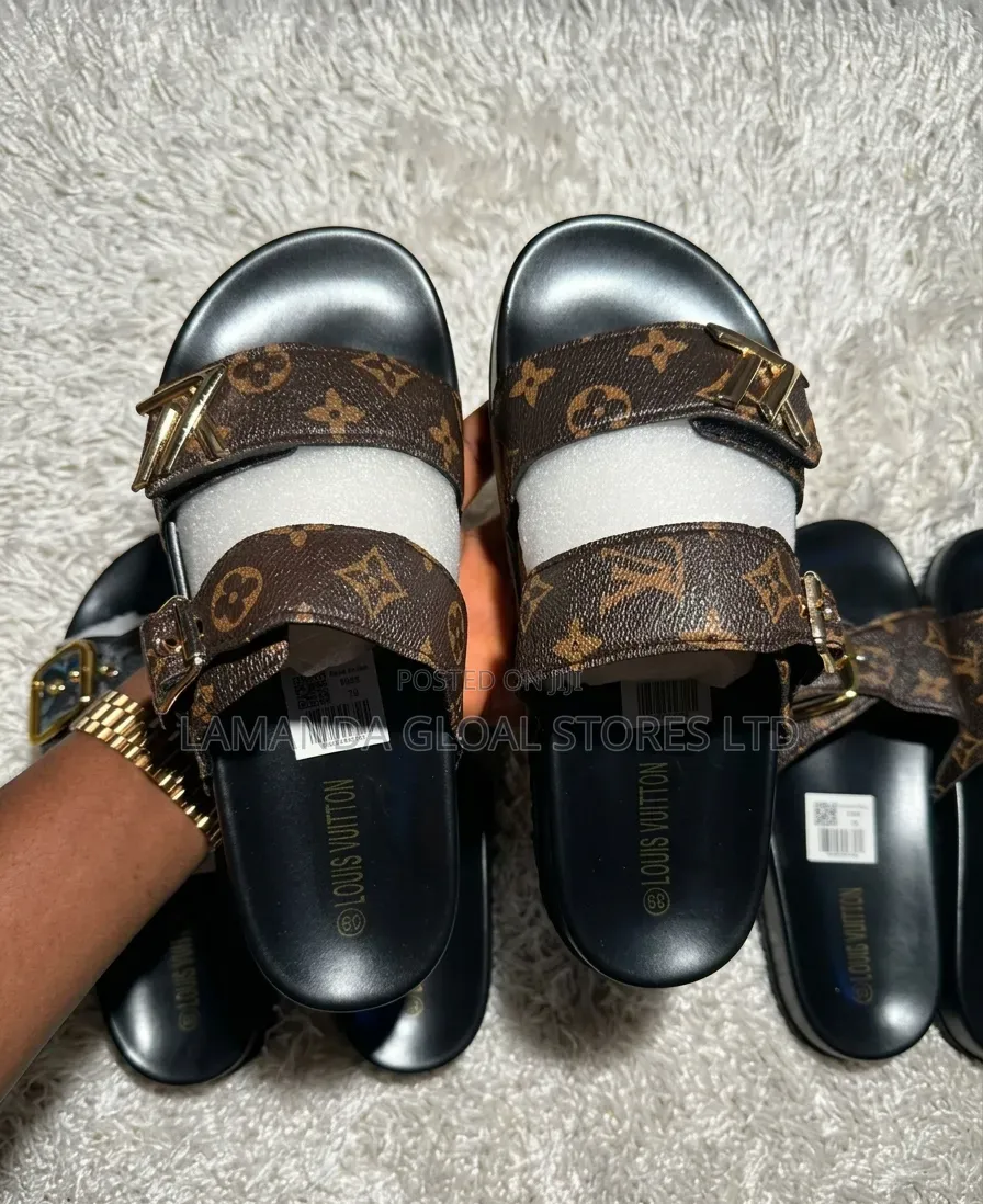 Designer Monogram Double Strap Buckle Slides - Premium Comfort Edition