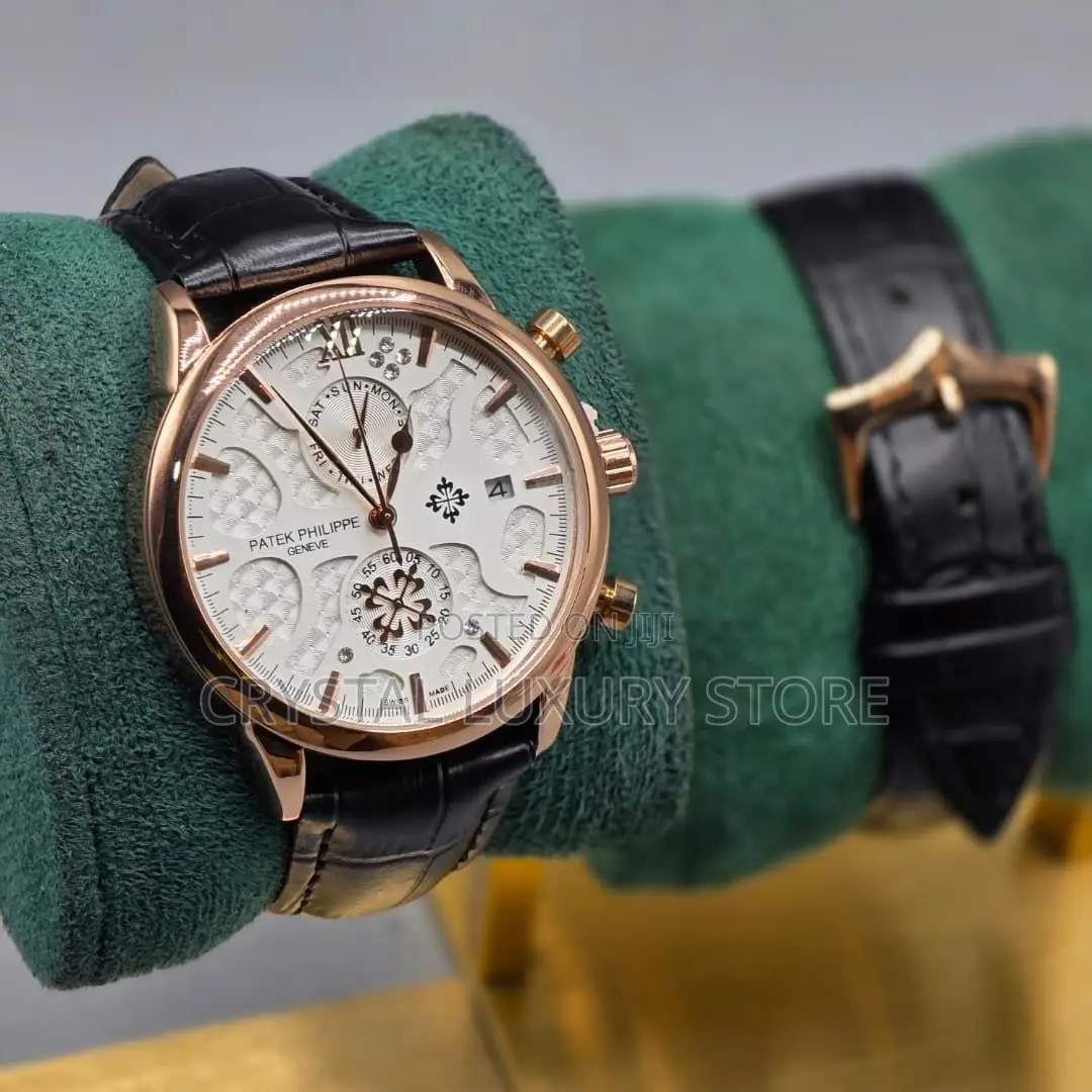 Patek Philippe Quality Luxury Men Genuine Leather Wristwatch