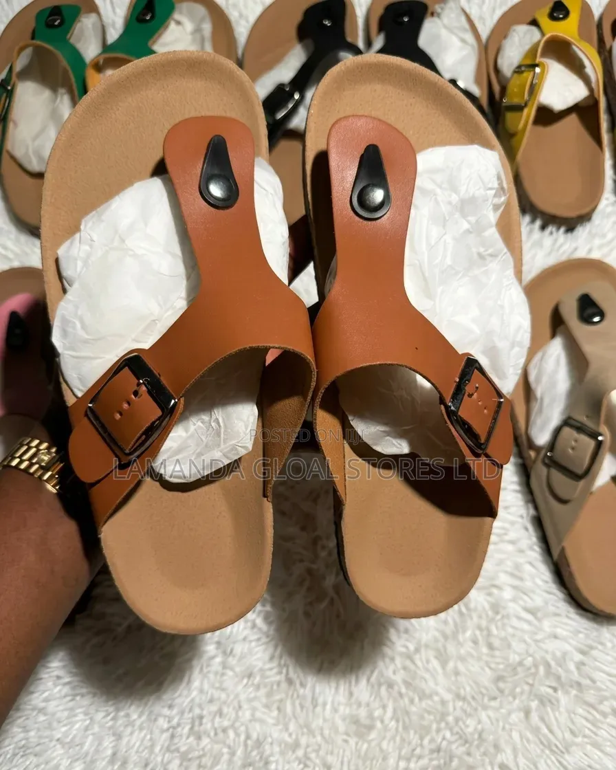 Premium Women’S Comfort Cork-Sole Buckle Slides
