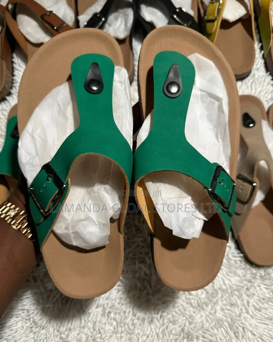Premium Women’S Comfort Cork-Sole Buckle Slides